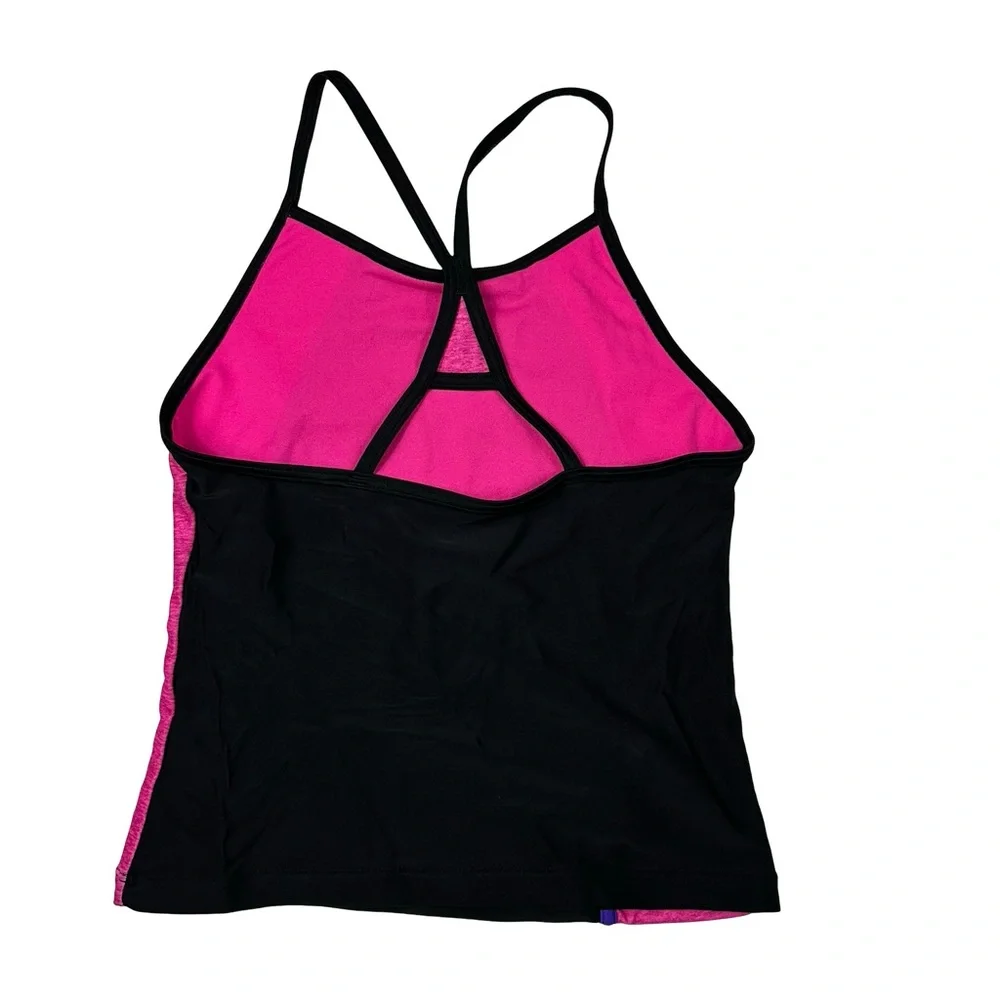 Speedo Black Pink Tankini Unlined Swim Swimsuit Top Girls Size 12